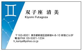 ふたご座シンボル入り星空イメージ名刺